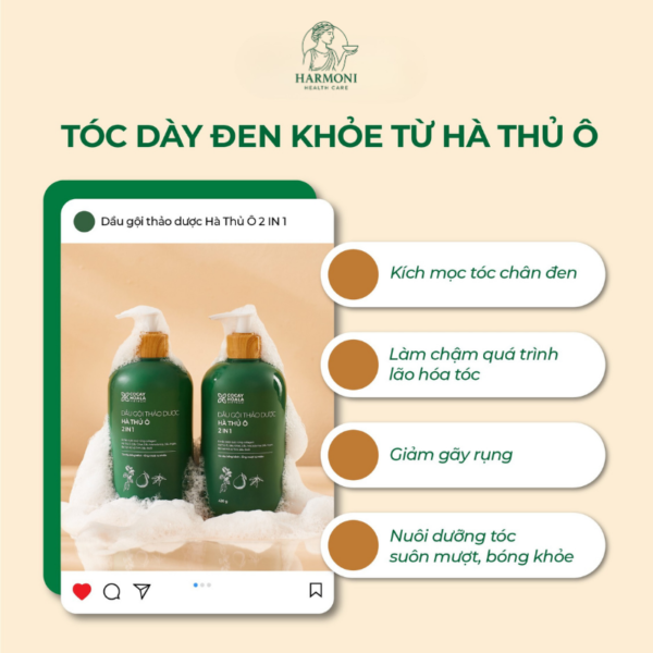 Công dụng chính Dầu Gội Thảo Dược Hà Thủ Ô 2IN1 Cỏ Cây Hoa Lá 420G Dưỡng Tóc Mềm Mượt