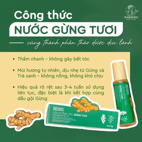 Công thức nước dưỡng tóc Gừng tươi