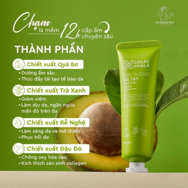 Kem dưỡng da tay Bơ Trà chiết xuất bơ, trà xanh – Dịu nhẹ, thẩm thấu nhanh, không nhờn rít
