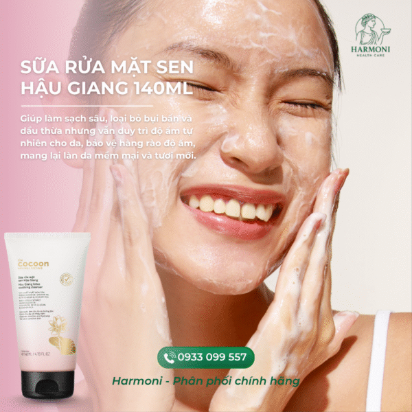Sữa rửa mặt sen hậu giang làm sạch bụi bẩn, bã nhờn và hỗ trợ làm dịu da nhạy cảm