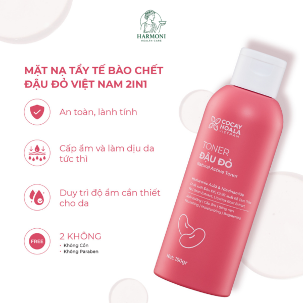 Toner Đậu đỏ thương hiệu Cỏ Cây Hoa Lá giúp cân bằng pH, cấp ẩm, giúp da mềm mại và mịn màng hơn