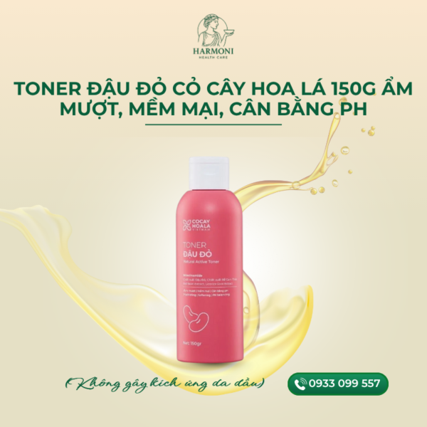 Toner Đậu đỏ thương hiệu Cỏ Cây Hoa Lá dưỡng da nhẹ dịu, thẩm thấu nhanh